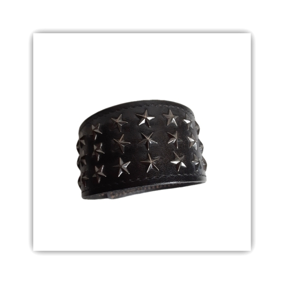 Jewelry - BLACK LEATHER METAL STAR BRACELET